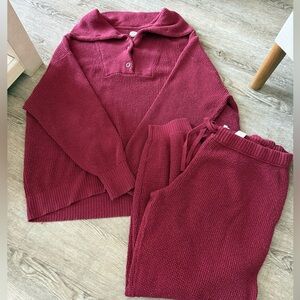 Aerie Maroon Collared Sweater Set